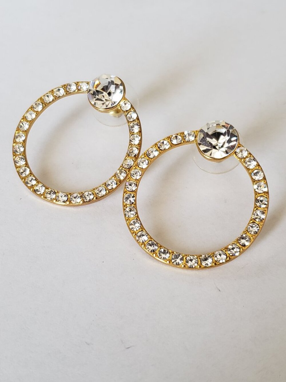Beautiful Gold Rhinestone Accent Doorknocker Door Knocker Pierced Earrings